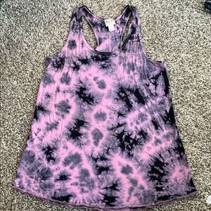 Mossimo Supply Co. Purple and Black Tie-Dye Tank Top